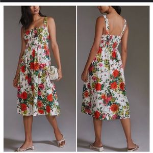 Anthropologie floral midi dress red and white tank NWT size 18W